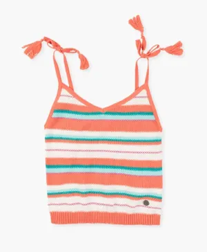 Coral Stripes Knit Tank