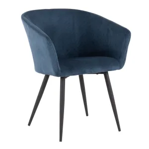 Corazza Contemporary Accent Chair in Black Metal and Blue Corduroy by LumiSource