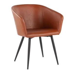 Corazza Contemporary Accent Chair in Black Metal and Camel Faux Leather by LumiSource