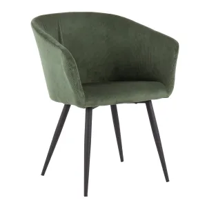 Corazza Contemporary Accent Chair in Black Metal and Green Corduroy by LumiSource