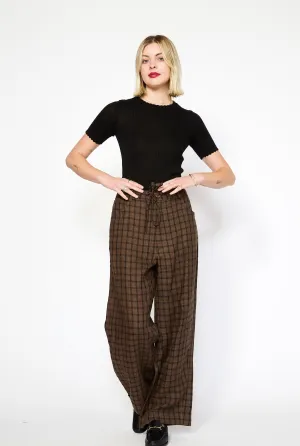 CORDERA Linen Relaxed Checkered Pants