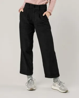 Corduroy Pleated Pants Black