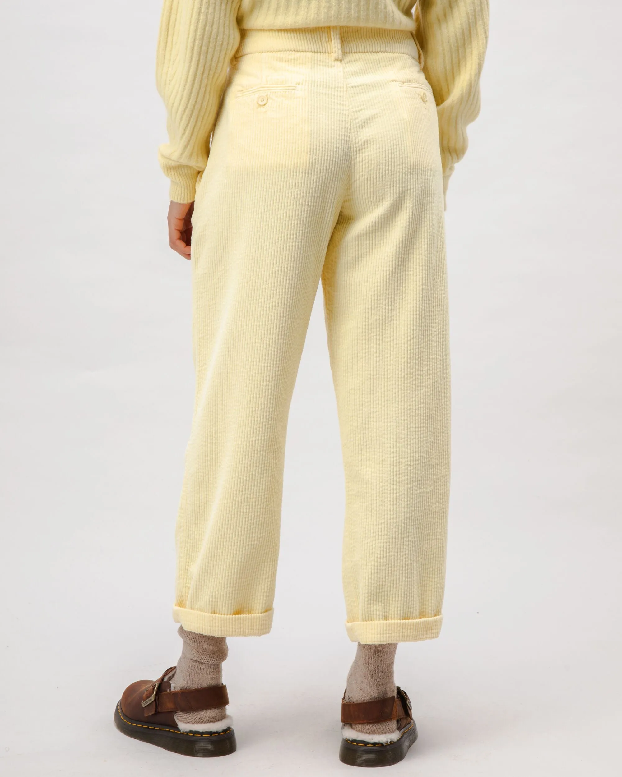 Corduroy Pleated Pants Pale Banana