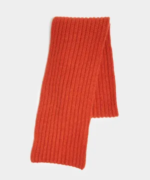 Corgi Wool Cashmere Ribbed Scarf in Furnace