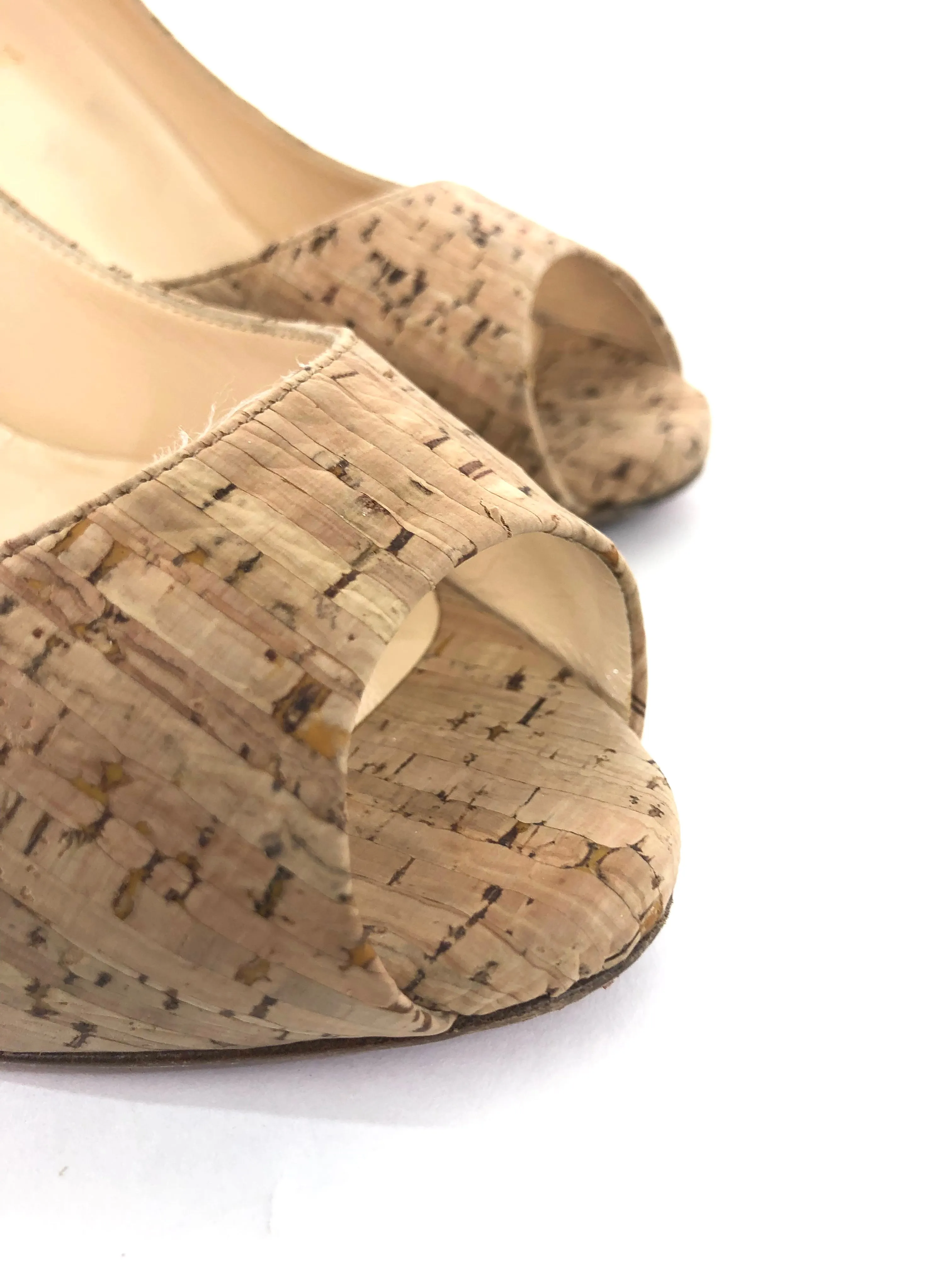 Cork Peep Toe Pumps | Size US 8 - IT 38.5