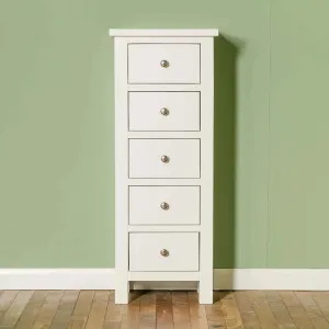 Cornish White 5 Drawer Tallboy