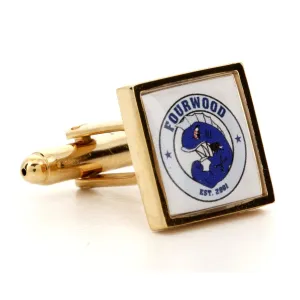 Corporate Printed Square Logo Gold Cufflinks