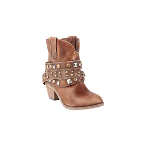 Corral Boots Women's Cognac Studded Stap Shortie Cowgirl Boots