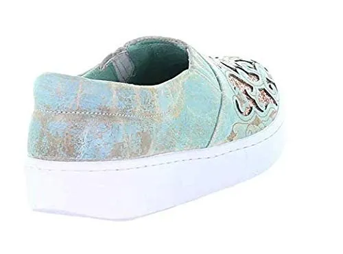 Corral Turquoise and Pink Glitter Inlay Slip-On Sneaker - E1564