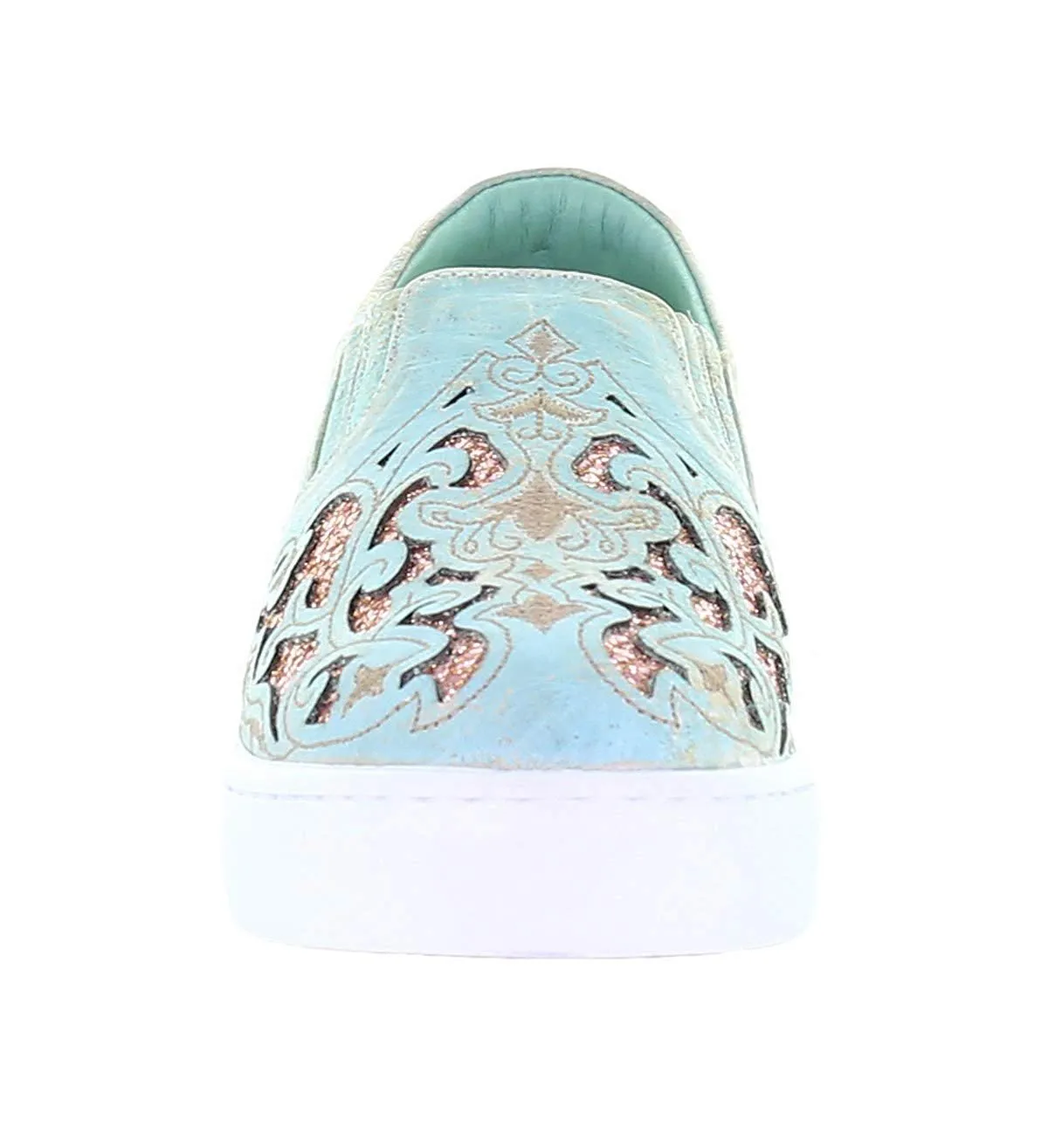 Corral Turquoise and Pink Glitter Inlay Slip-On Sneaker - E1564