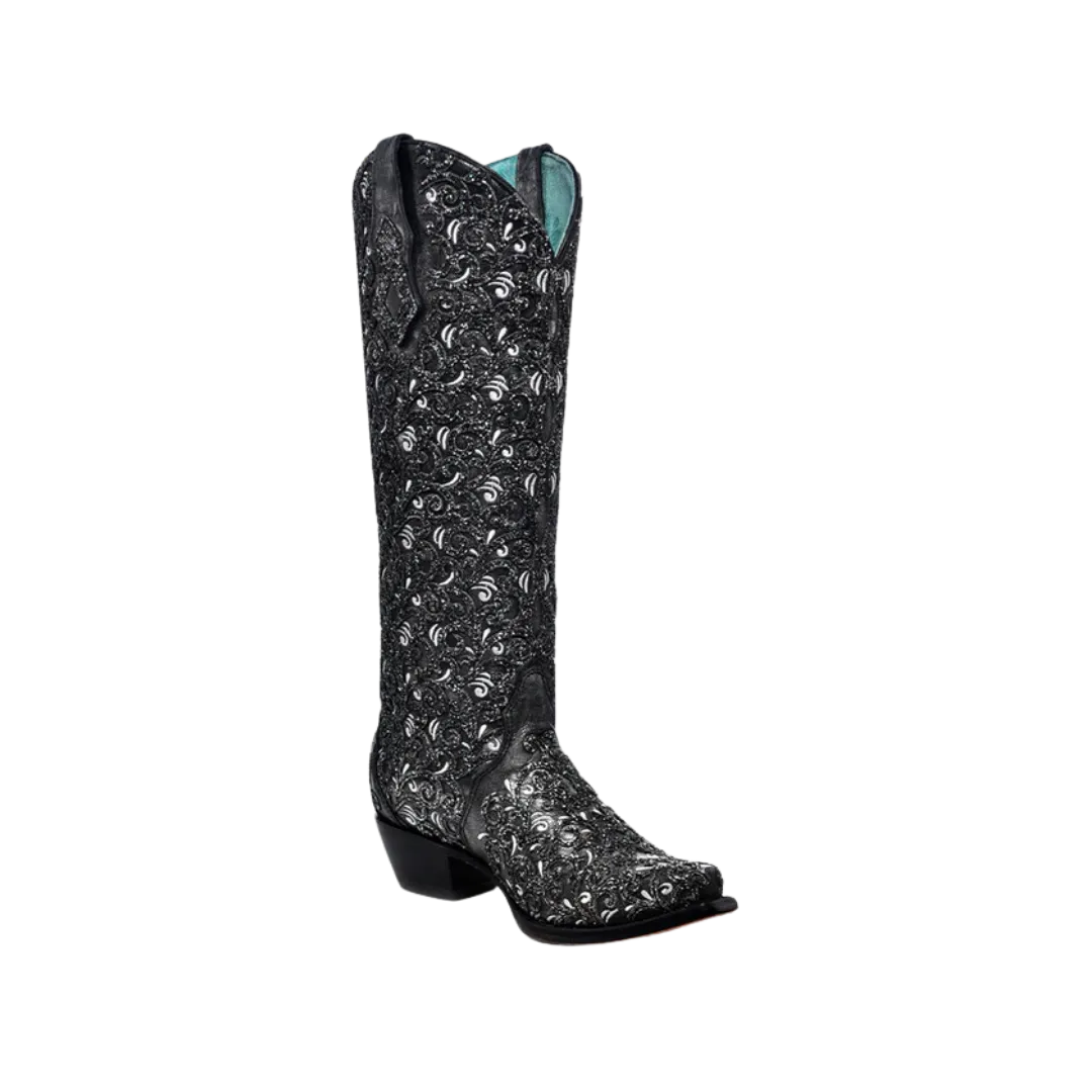 Corral Women's Glitter Overlay Triad Black Boots