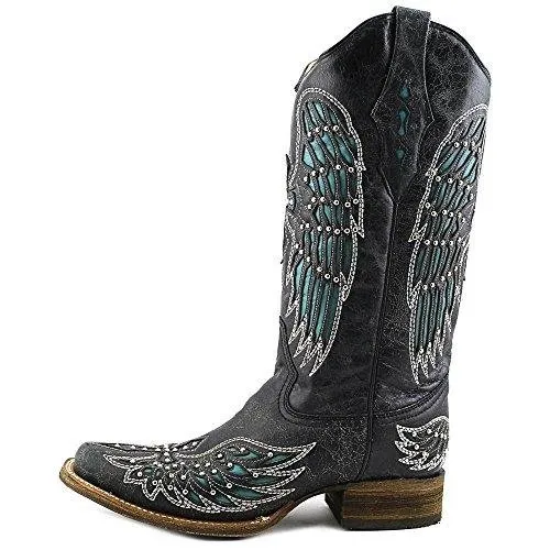 Corral Women's Wing And Cross With Studs And Crystals Square Toe Boots A1142