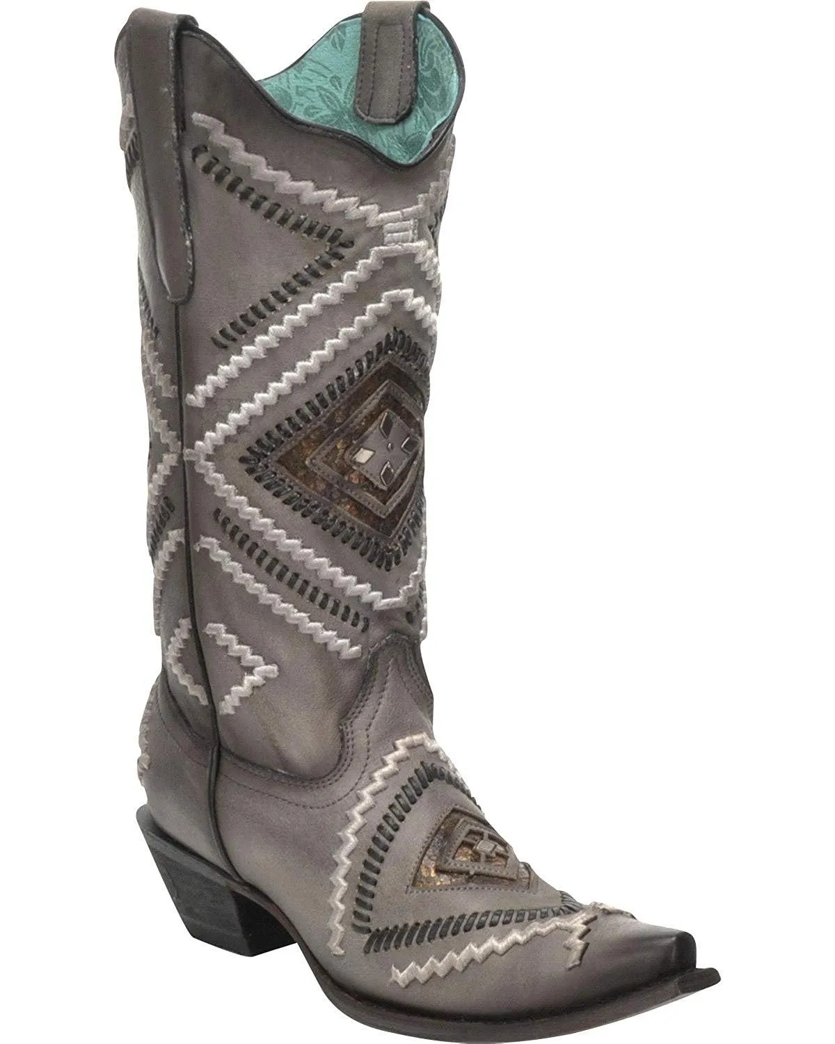 Corral Women's Woven Diamond Inlay Boot Snip Toe - C3135