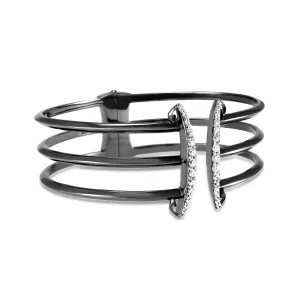 Corset Pavé Cuff 3 Bar - Black Ruthenium Vermeil   CZ Blanc