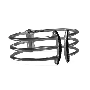 Corset Pavé Cuff 3 Bar - Black Ruthenium Vermeil   CZ Noir