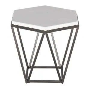 Corvus - End Table With Marble Top Hexagon - White