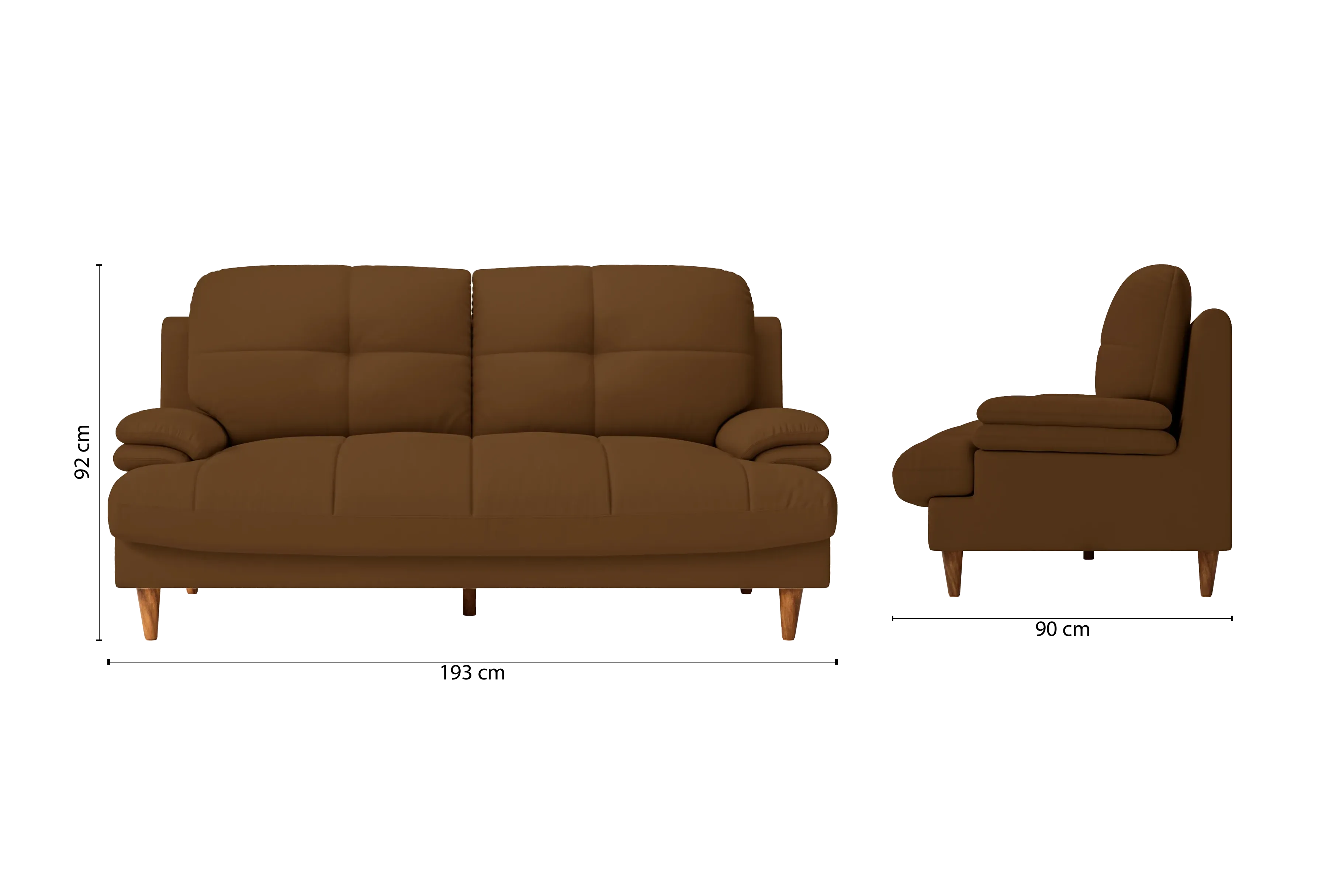 Cosenza 3 Seater Sofa Walnut Brown Leather