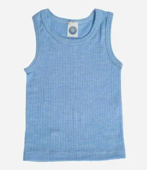 Cosilana Organic Cotton/Wool/Silk Singlet, Blue Melange