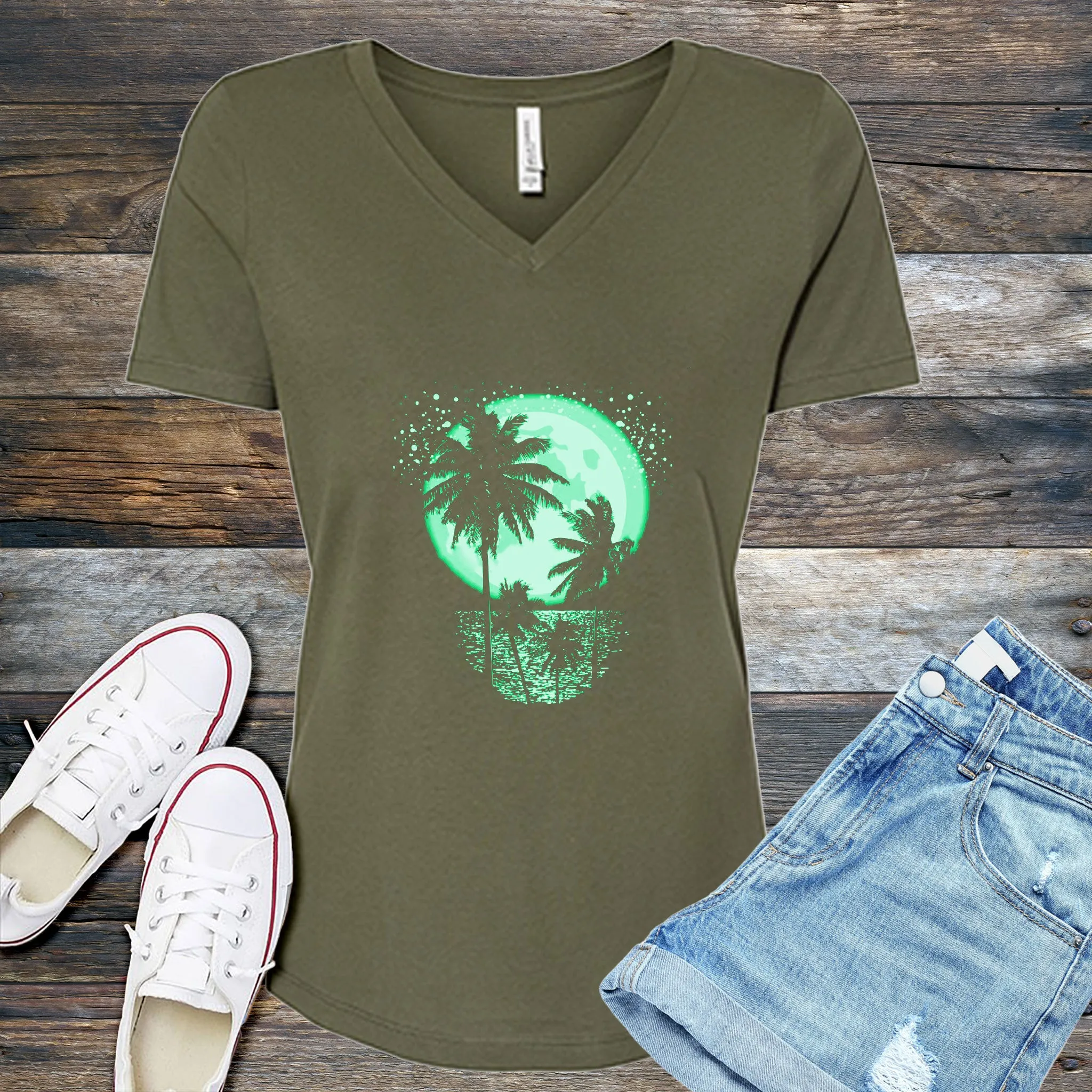 Cosmic Palm Tree V-Neck