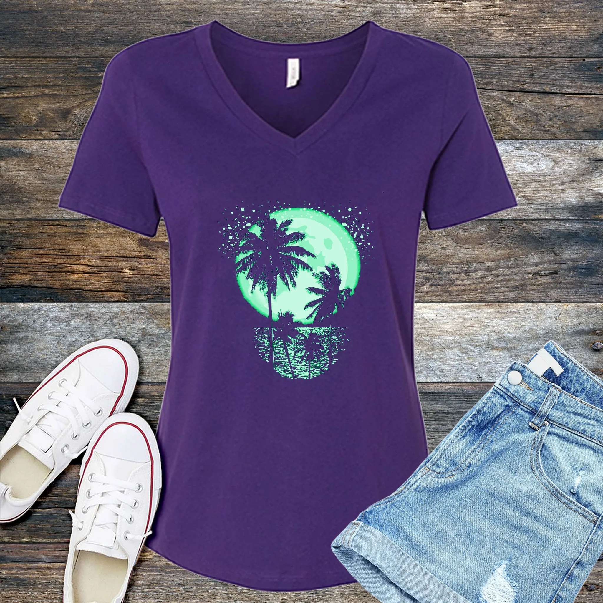 Cosmic Palm Tree V-Neck