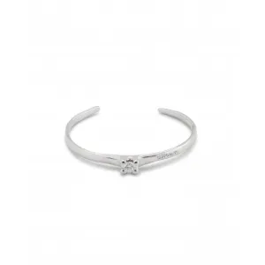 Cosmos Silver Plated Rigid Central White Zirconia Bangle PUL2431BLNMTL