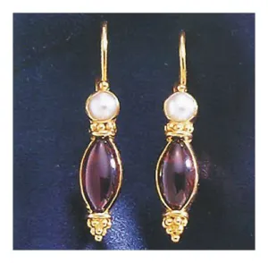 Costancia Garnet and Cultured Pearl Earrings