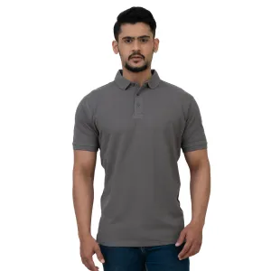 Cotstyle Cotton Fabrics Polo Short Length Plain Half Sleeve Casual & Daily Wear Men's T Shirts - Pack of 1 - Smoked Pearl Colour