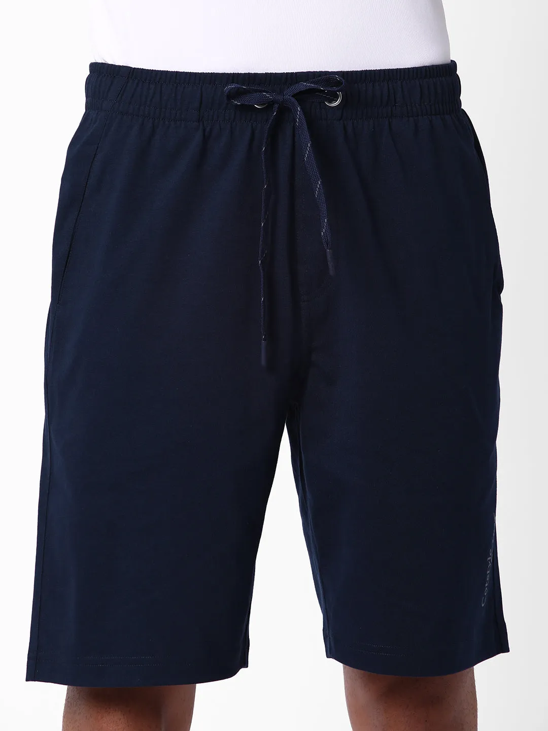 Cotstyle Men's Super Combed Cotton Regular Fit Solid Shorts with Side Pockets - Navy, Style no.SH902