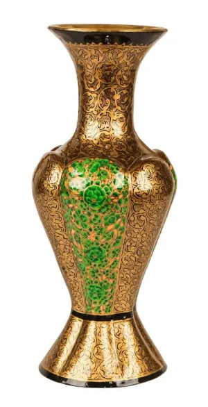 Cottage Hand-Painted Paper Mache Decorative Flower Vase Brass Linning (12 inch)