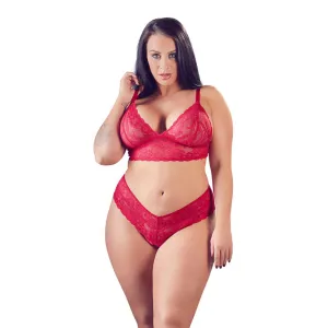 Cottelli Plus Size Red Lace Bra And Briefs