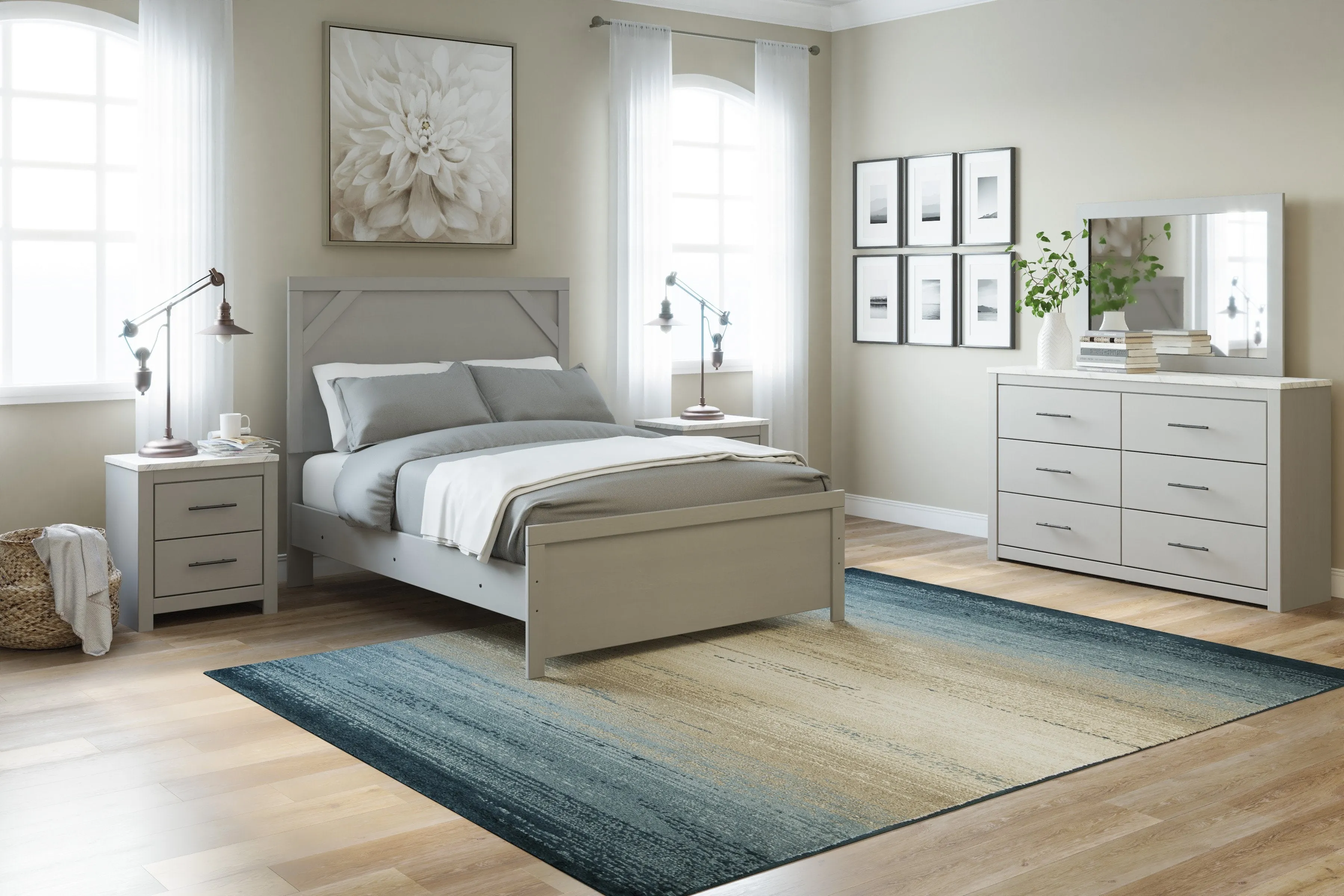 Cottenburg Light Gray-White Full Panel Bed