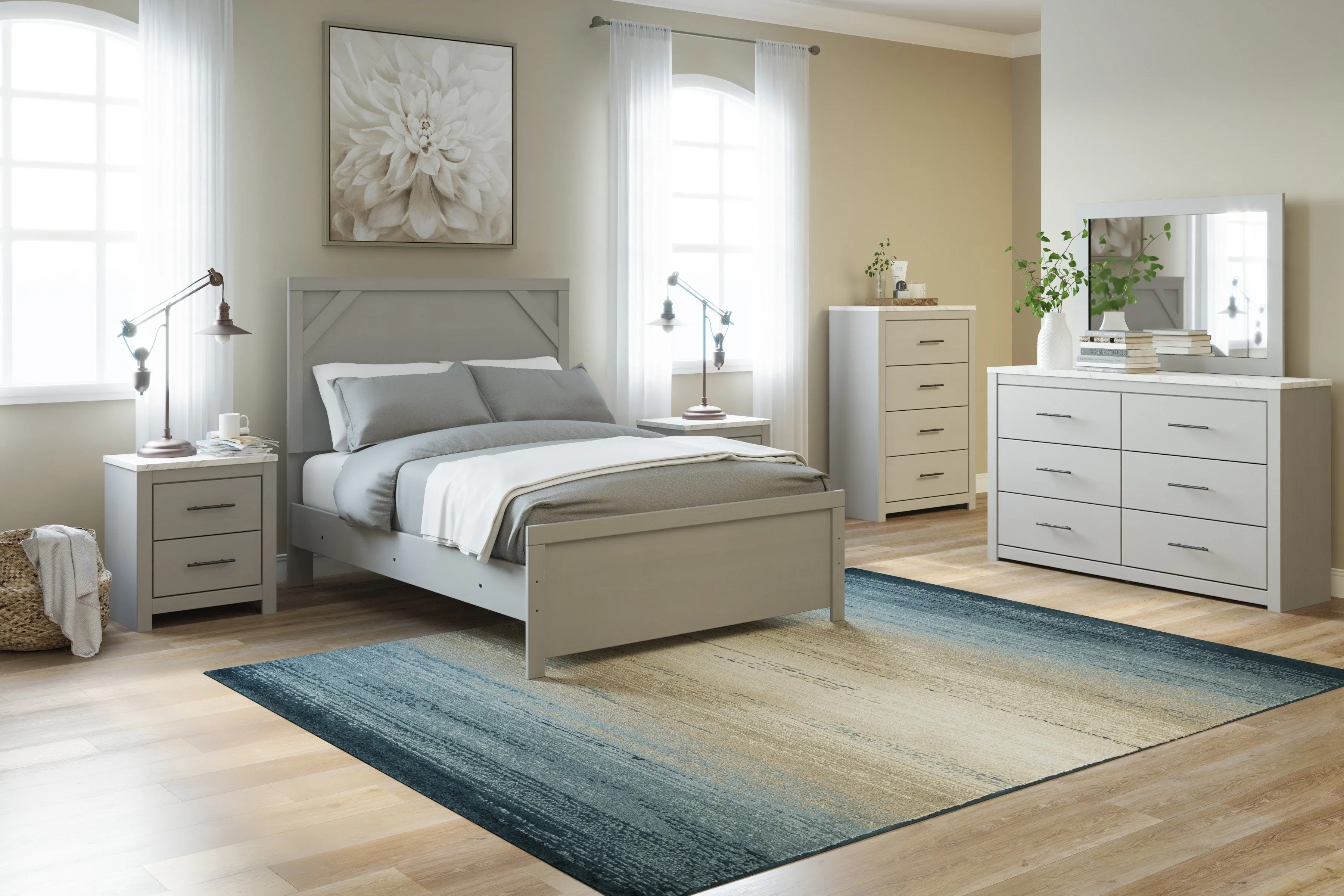 Cottenburg Light Gray-White Full Panel Bed