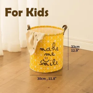 Cotton and linen storage bucket fabric waterproof folding hamper home debris toys storage basket