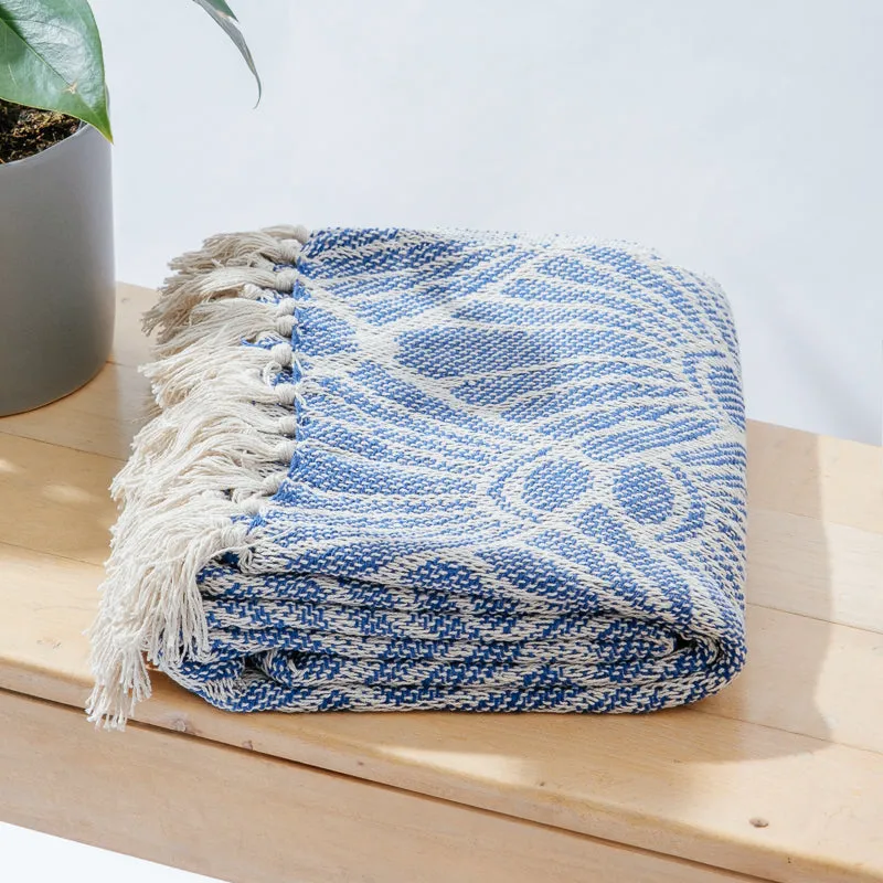 Cotton Bay Scallop Throw - Royal Blue