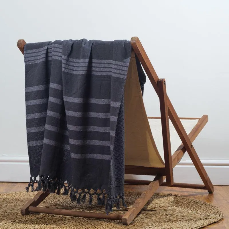 Cotton Bay Striped Summer Fouta - Steel Grey