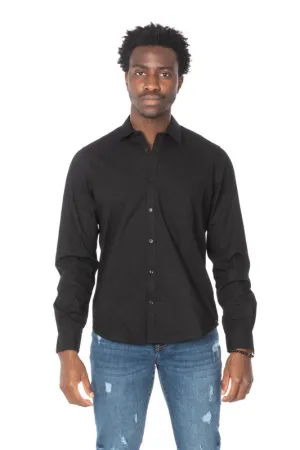 COTTON BLACK LONG SLEEVE BUTTON DOWN SHIRT