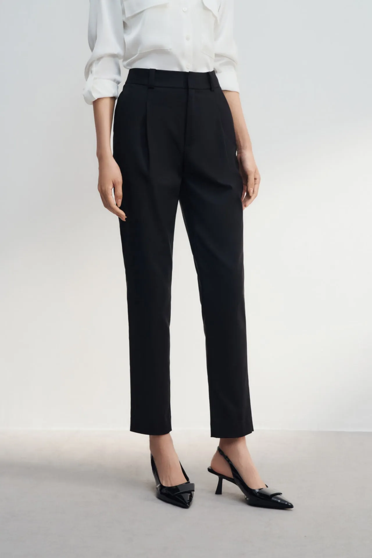 Cotton Blend Cigarette Pants