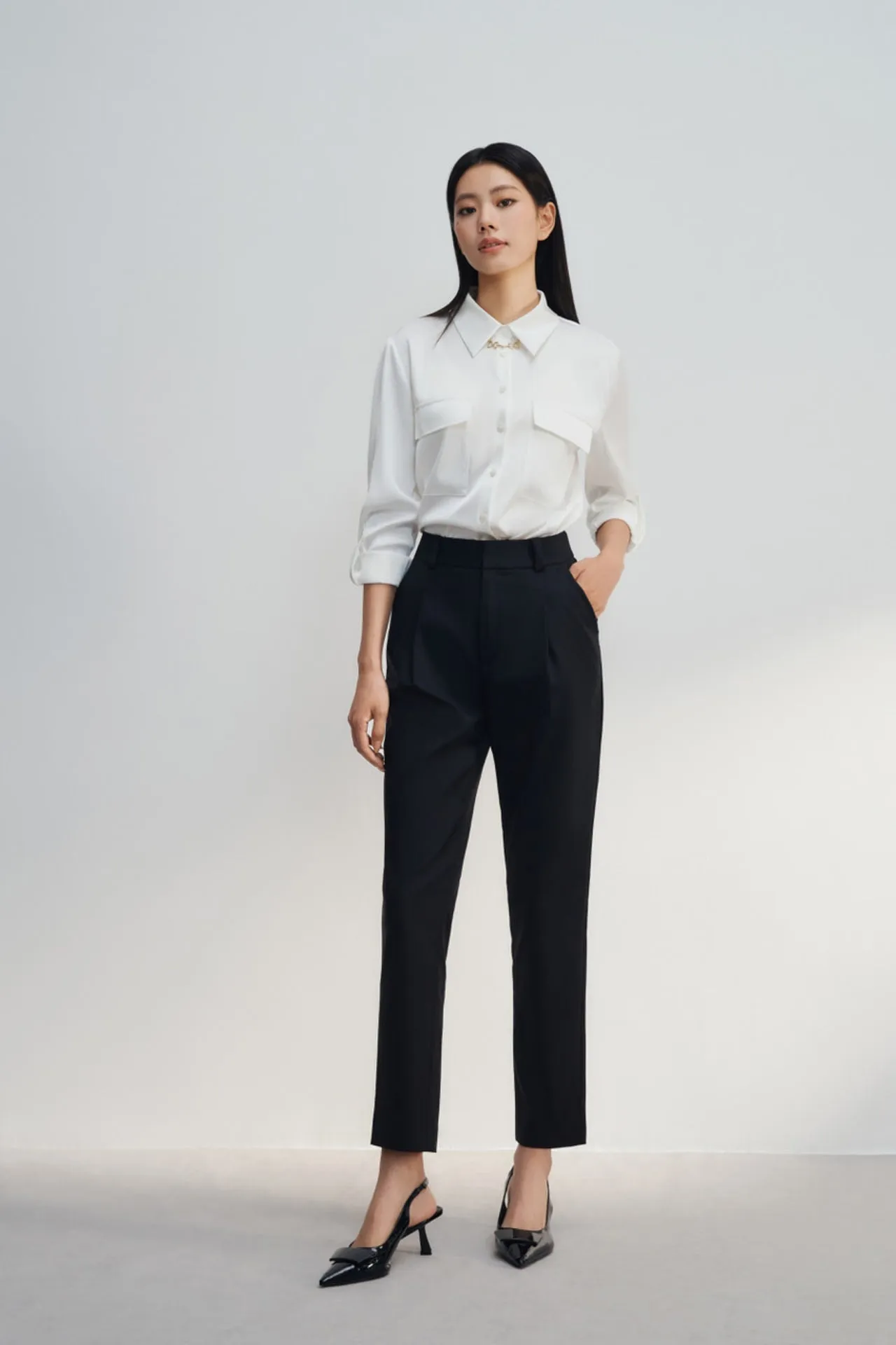 Cotton Blend Cigarette Pants