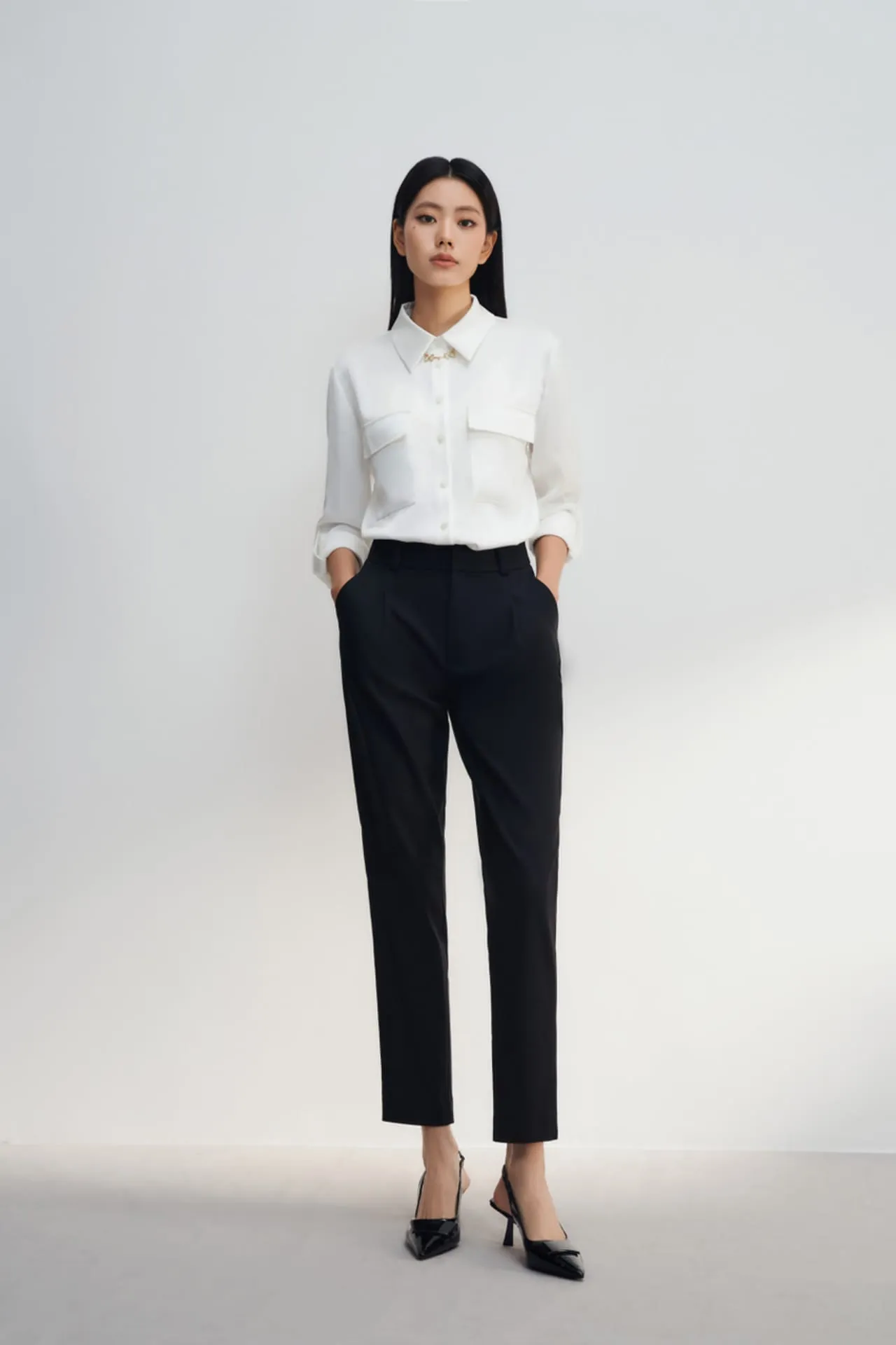 Cotton Blend Cigarette Pants