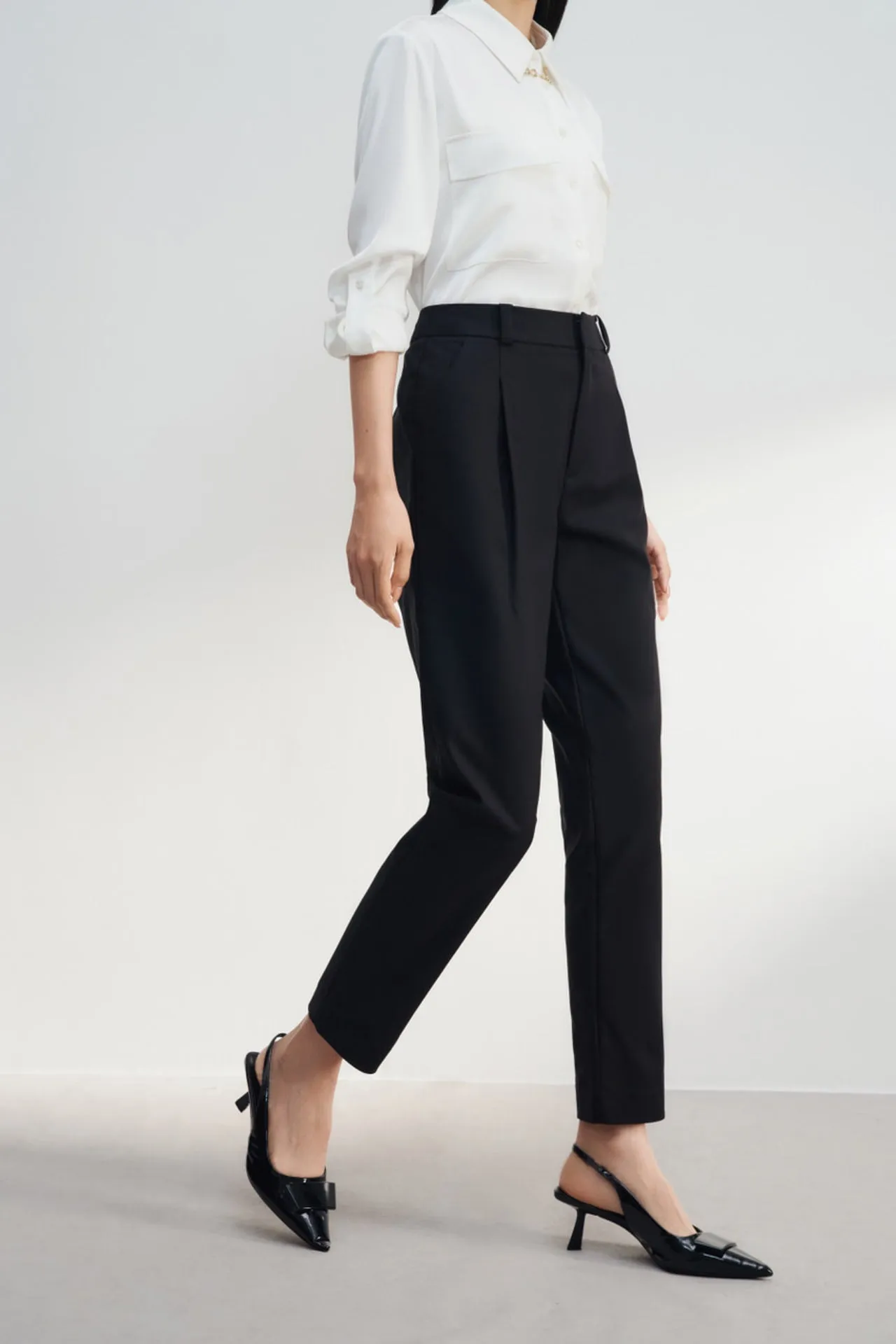 Cotton Blend Cigarette Pants