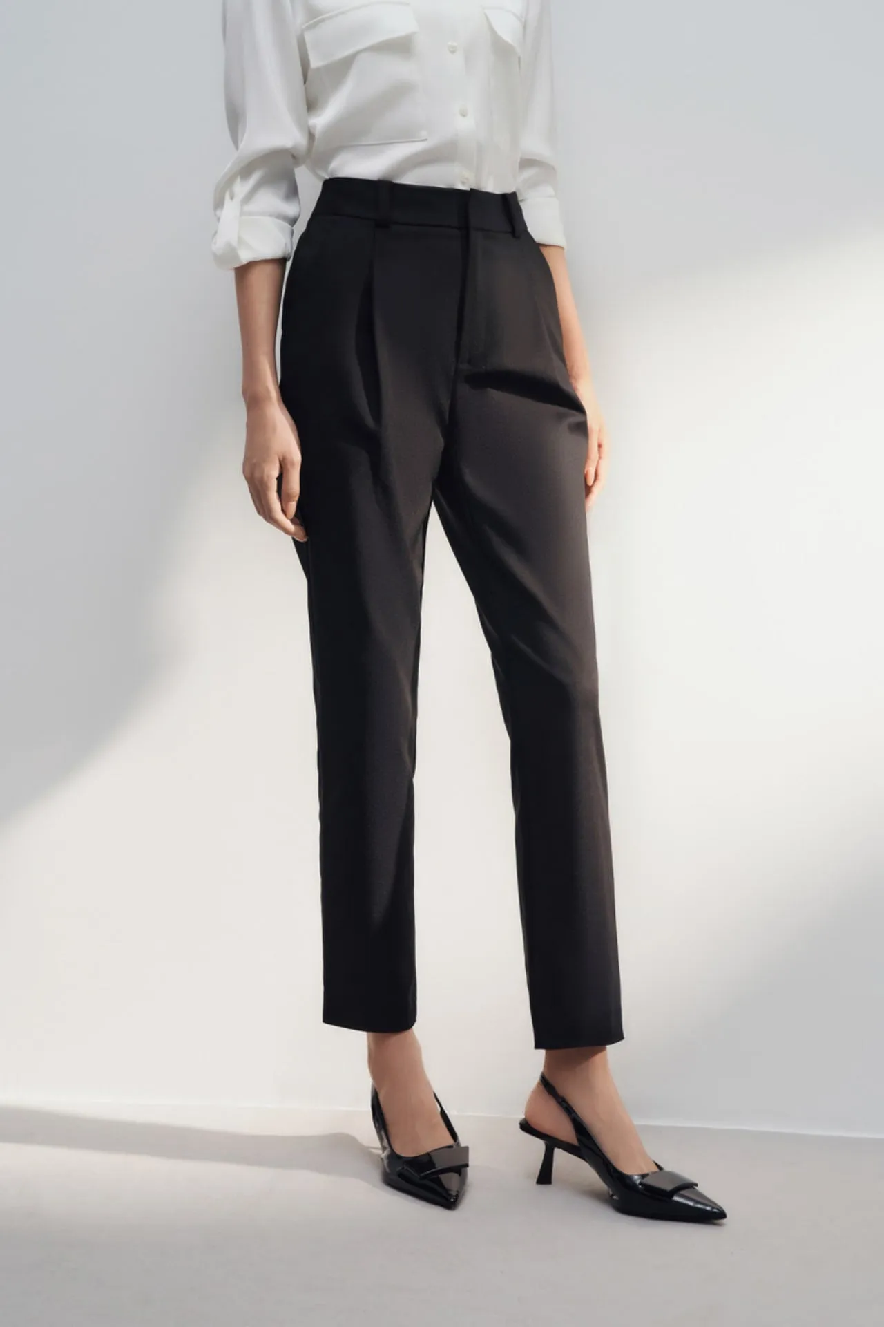 Cotton Blend Cigarette Pants