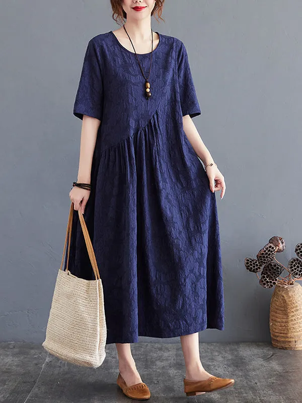 Cotton Blend Solid Color Irregularity Dress