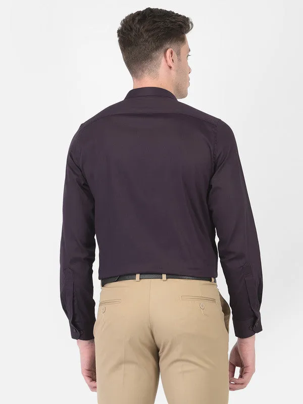 Cotton Blend Violet Slim Fit Solid Shirt