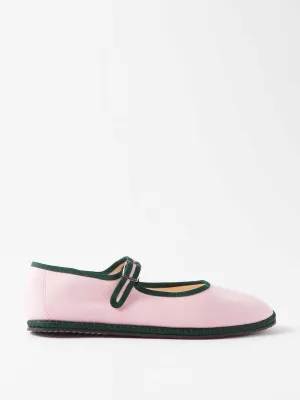 Cotton-canvas pink mary jane flats