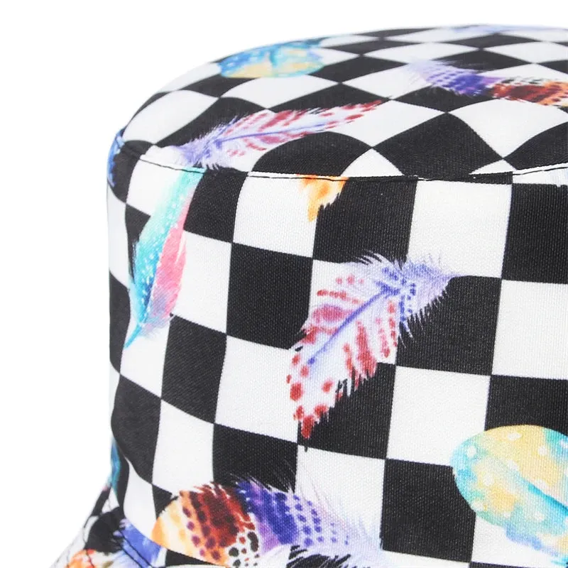 Cotton Check Print Bucket Hat Sun Hats