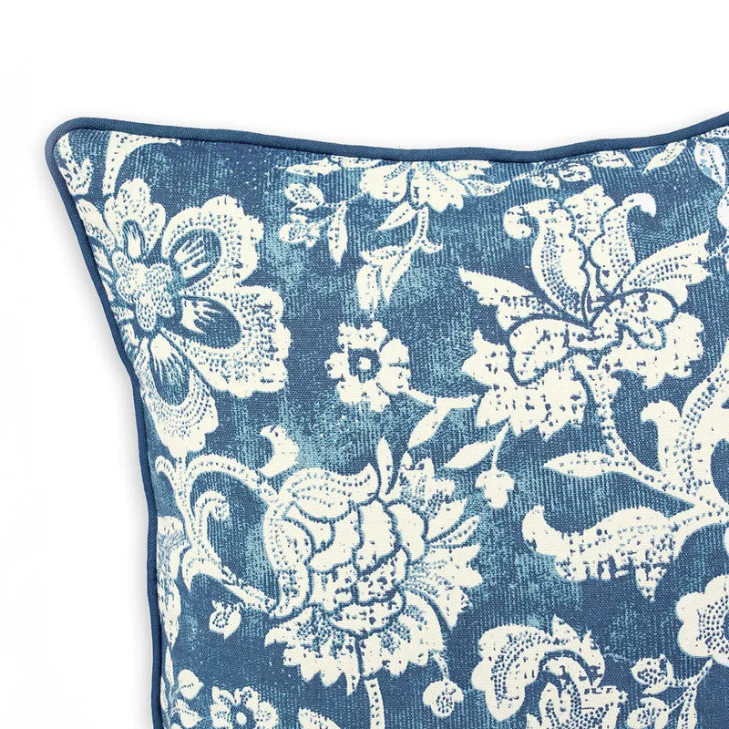 Cotton Cushion Cover | Dominoterie Floral Print | Indigo