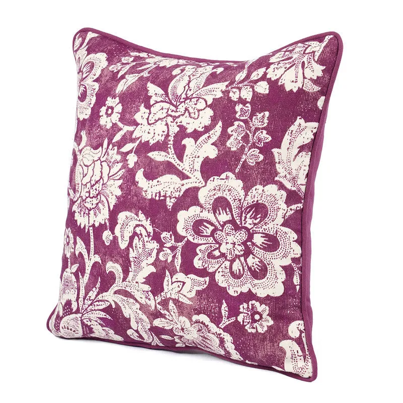 Cotton Cushion Cover | Dominoterie Floral Print | Plum