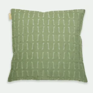 Cotton Cushion Cover | Twig Embroidered | Green | 45 x 45 cm