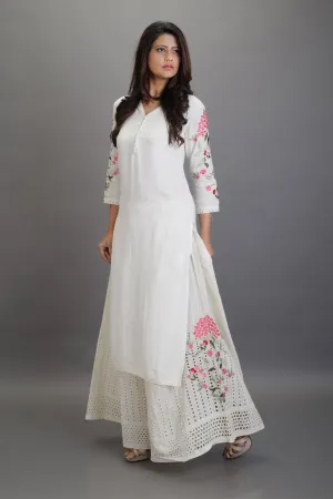 Cotton Embroidred Kurta with Heavy Hakoba embroidered Pallazos