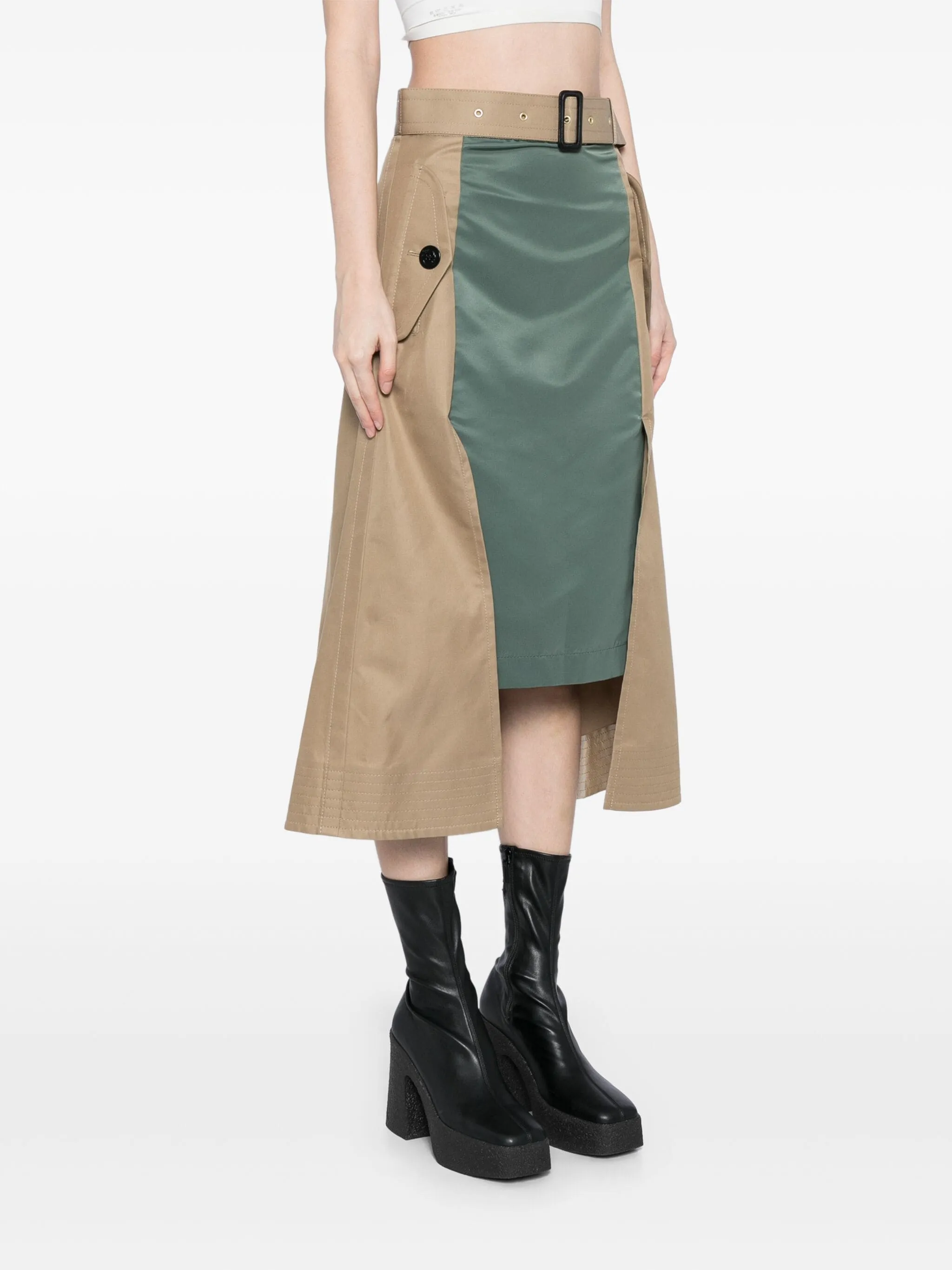 Cotton Gabardine X Nylon Twill Skirt